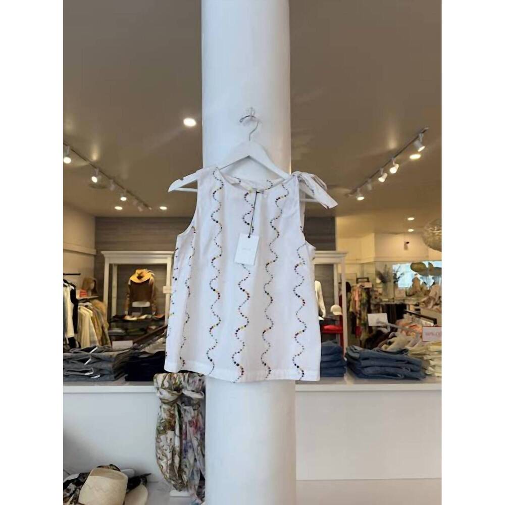 NEW XACUS women's detailed tank top in white multi